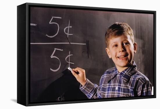 Boy Subtracting on a Blackboard-William P. Gottlieb-Framed Stretched Canvas