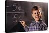 Boy Subtracting on a Blackboard-William P. Gottlieb-Stretched Canvas