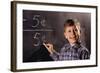 Boy Subtracting on a Blackboard-William P. Gottlieb-Framed Photographic Print