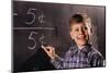 Boy Subtracting on a Blackboard-William P. Gottlieb-Mounted Photographic Print