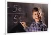 Boy Subtracting on a Blackboard-William P. Gottlieb-Framed Photographic Print