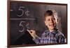 Boy Subtracting on a Blackboard-William P. Gottlieb-Framed Photographic Print