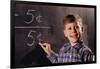 Boy Subtracting on a Blackboard-William P. Gottlieb-Framed Photographic Print