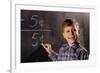 Boy Subtracting on a Blackboard-William P. Gottlieb-Framed Photographic Print