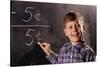 Boy Subtracting on a Blackboard-William P. Gottlieb-Stretched Canvas