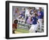 Boy Swinging a Baseball Bat on a Field-null-Framed Premium Photographic Print