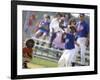 Boy Swinging a Baseball Bat on a Field-null-Framed Photographic Print