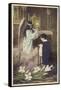 Boy Taking First Communion, Attended to by Guardian Angel (Coloured Photo)-null-Framed Stretched Canvas