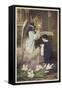 Boy Taking First Communion, Attended to by Guardian Angel (Coloured Photo)-null-Framed Stretched Canvas