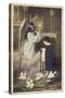 Boy Taking First Communion, Attended to by Guardian Angel (Coloured Photo)-null-Stretched Canvas