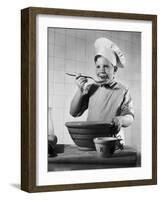 Boy Tasting His Cooking-Philip Gendreau-Framed Photographic Print