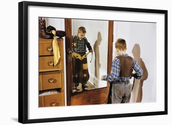 Boy Trying on Cowboy Duds-William P. Gottlieb-Framed Photographic Print
