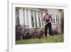 Boy Unhappily Mowing Lawn-William P. Gottlieb-Framed Photographic Print