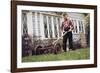 Boy Unhappily Mowing Lawn-William P. Gottlieb-Framed Photographic Print