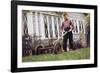 Boy Unhappily Mowing Lawn-William P. Gottlieb-Framed Photographic Print