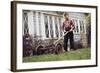 Boy Unhappily Mowing Lawn-William P. Gottlieb-Framed Photographic Print