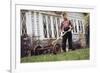 Boy Unhappily Mowing Lawn-William P. Gottlieb-Framed Photographic Print