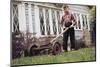 Boy Unhappily Mowing Lawn-William P. Gottlieb-Mounted Photographic Print