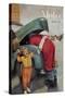 Boy Upset to See Santa Mechanic under Car Hood-null-Stretched Canvas