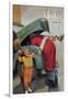 Boy Upset to See Santa Mechanic under Car Hood-null-Framed Art Print