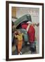 Boy Upset to See Santa Mechanic under Car Hood-null-Framed Art Print