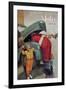 Boy Upset to See Santa Mechanic under Car Hood-null-Framed Art Print