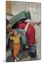 Boy Upset to See Santa Mechanic under Car Hood-null-Mounted Art Print