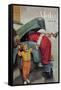 Boy Upset to See Santa Mechanic under Car Hood-null-Framed Stretched Canvas