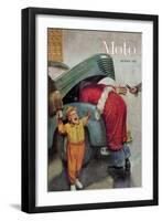 Boy Upset to See Santa Mechanic under Car Hood-null-Framed Art Print