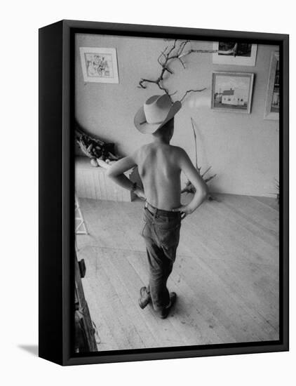 Boy Viewing Local Art Exhibit-Grey Villet-Framed Stretched Canvas