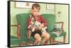 Boy Waiting at Vet's-null-Framed Stretched Canvas