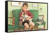 Boy Waiting at Vet's-null-Framed Stretched Canvas