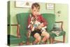 Boy Waiting at Vet's-null-Stretched Canvas