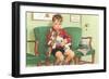 Boy Waiting at Vet's-null-Framed Art Print