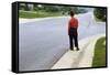 Boy Waiting on Suburban Street-William P. Gottlieb-Framed Stretched Canvas