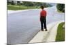 Boy Waiting on Suburban Street-William P. Gottlieb-Mounted Photographic Print