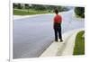 Boy Waiting on Suburban Street-William P. Gottlieb-Framed Photographic Print