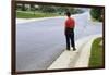 Boy Waiting on Suburban Street-William P. Gottlieb-Framed Photographic Print