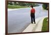 Boy Waiting on Suburban Street-William P. Gottlieb-Framed Photographic Print