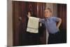 Boy Waiting to Enter Bathroom-William P. Gottlieb-Mounted Photographic Print