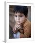 Boy Waits to Receive a Ration of Donated Rice at Food Distribution Center in Islamabad, Pakistan-null-Framed Photographic Print