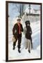 Boy Walking a Girl to School on a Winter Morning, Early 1900s-null-Framed Giclee Print