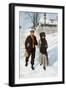 Boy Walking a Girl to School on a Winter Morning, Early 1900s-null-Framed Premium Giclee Print