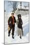 Boy Walking a Girl to School on a Winter Morning, Early 1900s-null-Mounted Premium Giclee Print