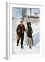 Boy Walking a Girl to School on a Winter Morning, Early 1900s-null-Framed Giclee Print