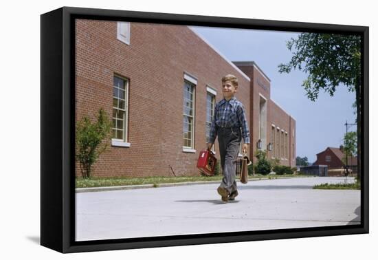 Boy Walking to School-William P. Gottlieb-Framed Stretched Canvas