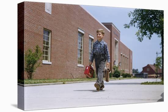 Boy Walking to School-William P. Gottlieb-Stretched Canvas