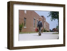 Boy Walking to School-William P. Gottlieb-Framed Photographic Print