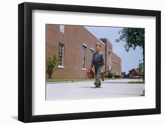 Boy Walking to School-William P. Gottlieb-Framed Photographic Print