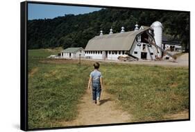 Boy Walking Towards a Barn-William P. Gottlieb-Framed Stretched Canvas